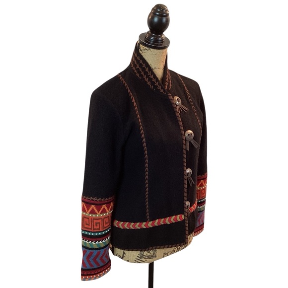 Icelandic Aztec Wool Snap Front Multi-Color Jacket - Picture 5 of 10